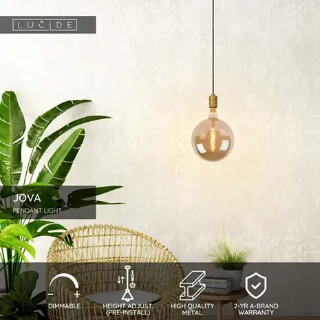 Lucide OP=OP JOVA Hanglamp-Brons-Ø10-1xE27-60W-Metaal