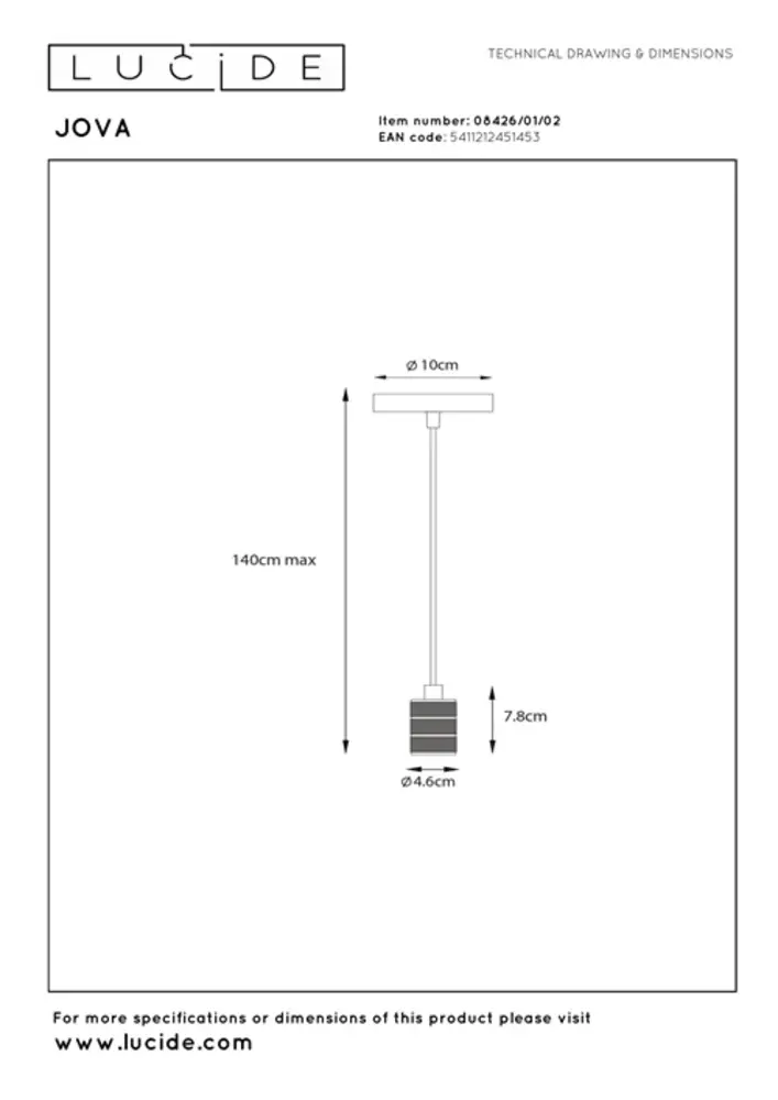 Lucide OP=OP JOVA Hanglamp-Brons-Ø10-1xE27-60W-Metaal
