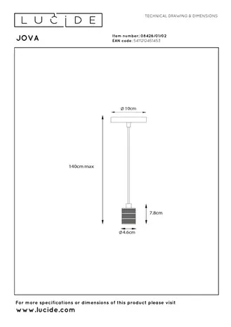 Lucide OP=OP JOVA Hanglamp-Brons-Ø10-1xE27-60W-Metaal