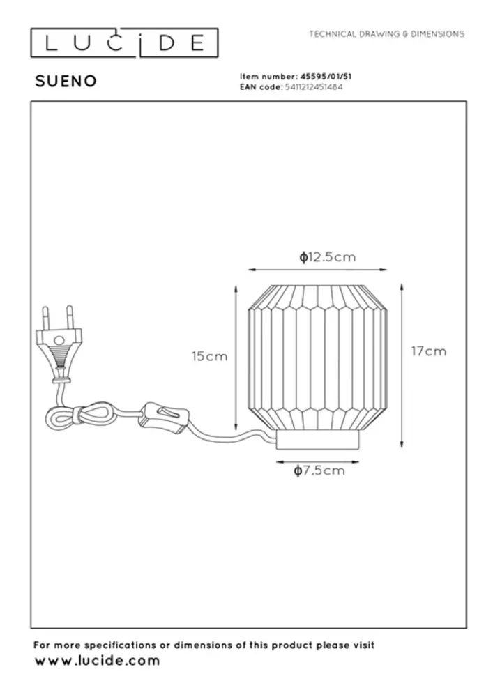 Lucide OP=OP SUENO Tafellamp-Grijs-Ø13-1xE14-40W-Glas