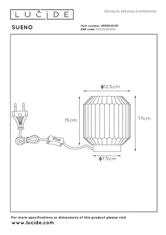 Lucide OP=OP SUENO Tafellamp-Grijs-Ø13-1xE14-40W-Glas