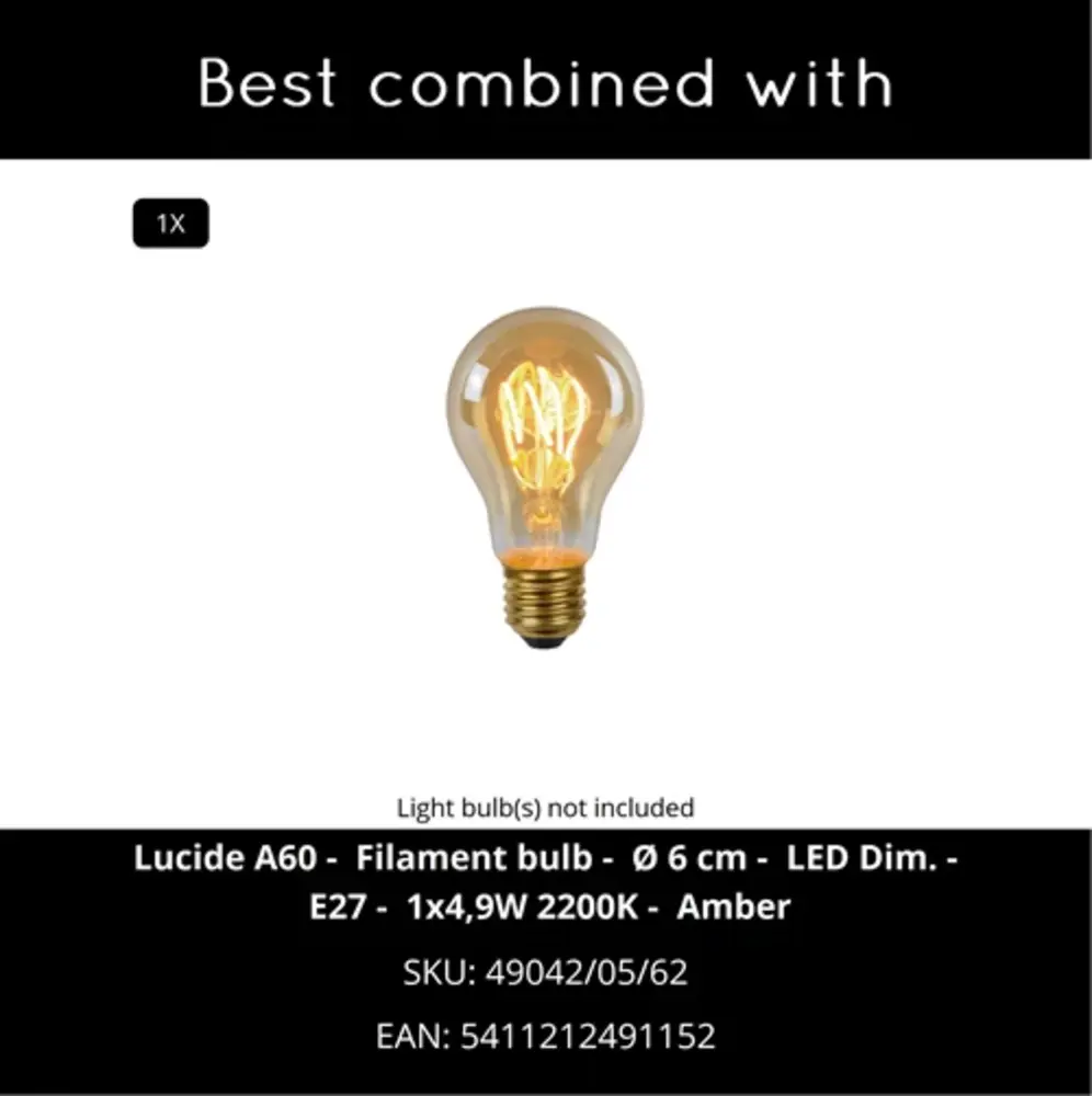 Lucide OP=OP SIEMON Hanglamp-Zwart-Ø40-1xE27-40W-Staal