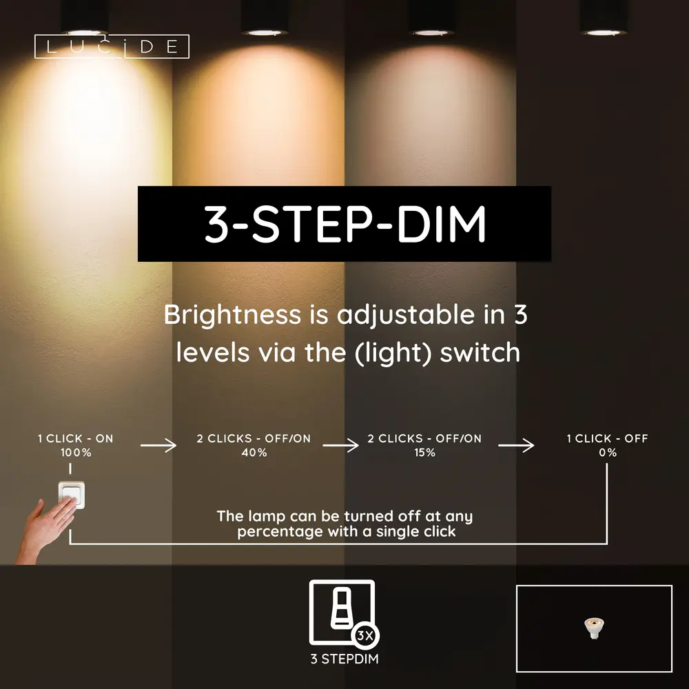 Lucide OP=OP LED GU10 - 4,9W DIM 355lm - 2200K-2700K - 38° - Keramisch - Wit Lucide OP=OP LED GU10 - 4,9W DIM 355lm - 2200K-2700K - 38° - Keramisch - Wit