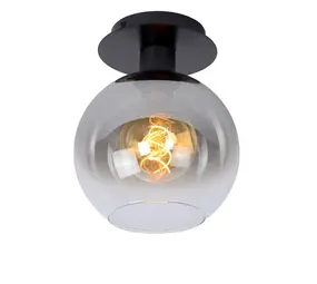 Lucide OP=OP MARIUS Plafonnière-Zwart-1xE27-60W-Glas