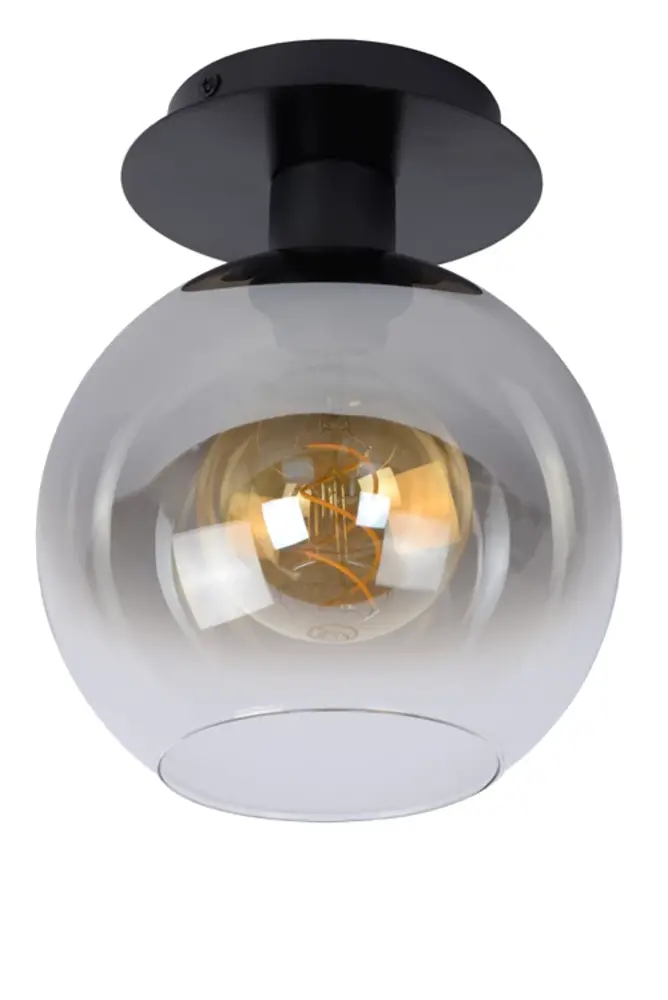 Lucide OP=OP MARIUS Plafonnière-Zwart-1xE27-60W-Glas Lucide OP=OP MARIUS Plafonnière-Zwart-1xE27-60W-Glas