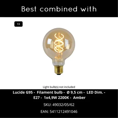 Lucide OP=OP MARIUS Plafonnière-Zwart-1xE27-60W-Glas Lucide OP=OP MARIUS Plafonnière-Zwart-1xE27-60W-Glas