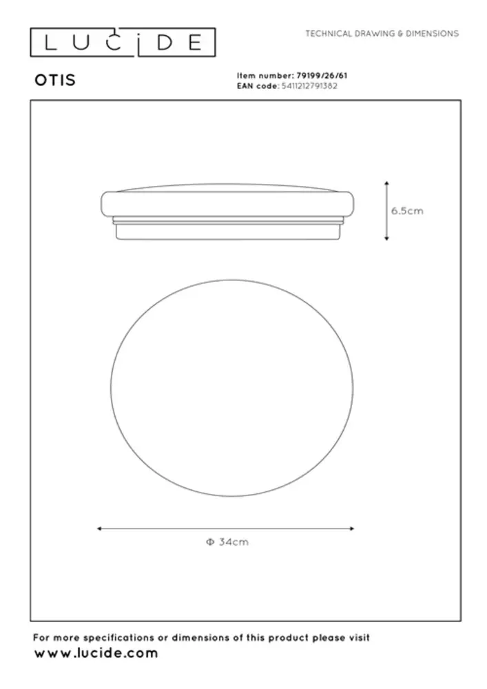 Lucide OP=OP OTIS Plafonnière-Opaal-Ø34-LED-24W-3000K-Kunsts. Lucide OP=OP OTIS Plafonnière-Opaal-Ø34-LED-24W-3000K-Kunsts.