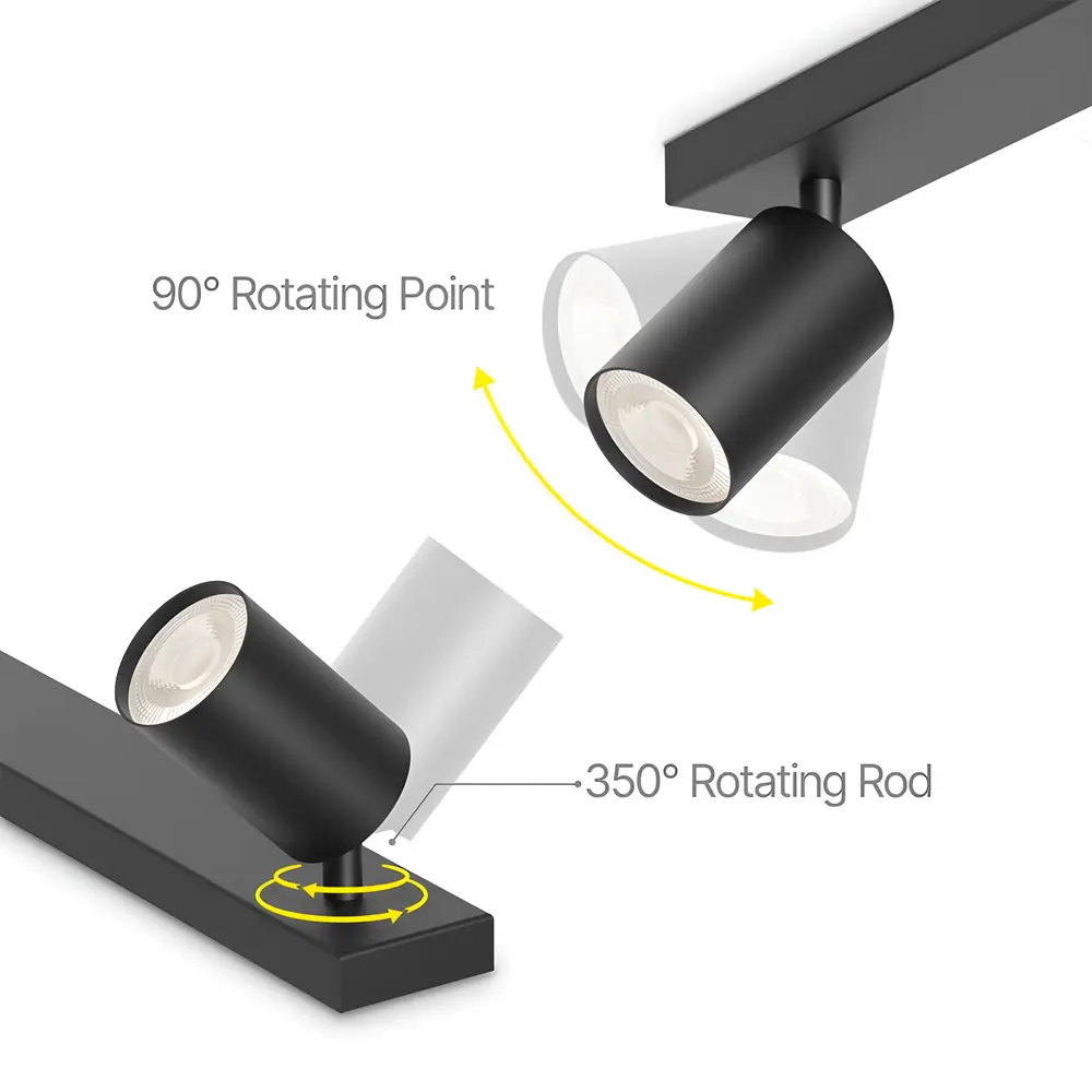 Braytron LED Plafondspot Beta - 4x GU10 fitting - 640x120mm - Mat zwart
