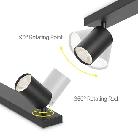 Braytron LED Plafondspot Beta - 4x GU10 fitting - 640x120mm - Mat zwart