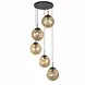 Searchlight Hanglamp PUNCH - 5-Lichts E27 - Zwart Metaal met Champagne Glas - Multi Drop | Dimbaar Searchlight Hanglamp PUNCH - 5-Lichts E27 - Zwart Metaal met Champagne Glas - Multi Drop | Dimbaar
