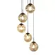 Searchlight Hanglamp PUNCH - 5-Lichts E27 - Zwart Metaal met Champagne Glas - Multi Drop | Dimbaar Searchlight Hanglamp PUNCH - 5-Lichts E27 - Zwart Metaal met Champagne Glas - Multi Drop | Dimbaar