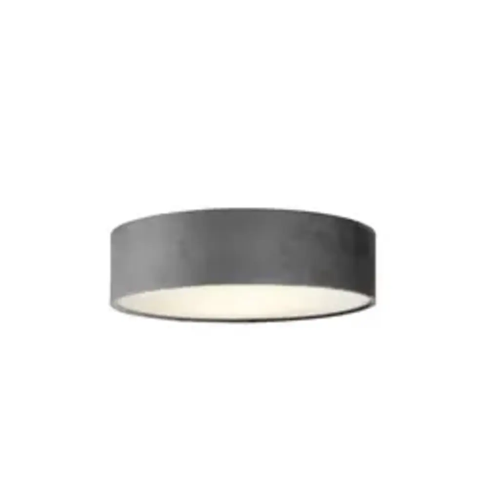 Searchlight Plafondlamp DRUM - 2-Lichts E27 - Grijs Velvet - Ø38cm | Dimbaar