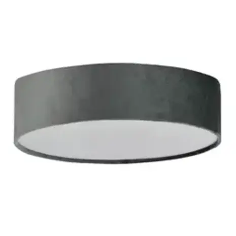 Searchlight Plafondlamp DRUM - 2-Lichts E27 - Grijs Velvet - Ø38cm | Dimbaar