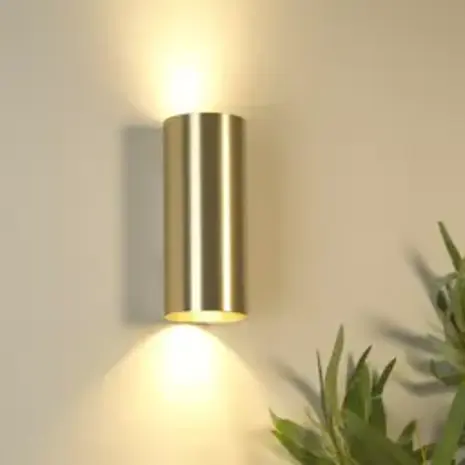 Searchlight Wandlamp CYLS - Up Down GU10 - Goud Aluminium - IP20 | Dimbaar Searchlight Wandlamp CYLS - Up Down GU10 - Goud Aluminium - IP20 | Dimbaar