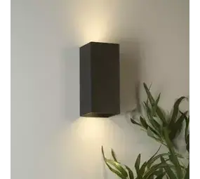 Searchlight Wandlamp DON - Up Down GU10 - Zwart Aluminium - IP20 | Dimbaar