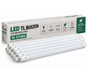 Spectrum Voordeepak 10x LED TL 60cm - 9W 111lm p/w - 6000K 865 - Glas Spectrum Voordeepak 10x LED TL 60cm - 9W 111lm p/w - 6000K 865 - Glas