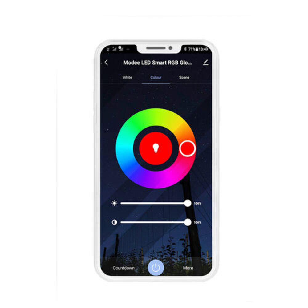 Modee WiFi LED Lamp - E27 9,4W - RGB+CCT alle lichtkleuren - Bediening met de App Modee WiFi LED Lamp - E27 9,4W - RGB+CCT alle lichtkleuren - Bediening met de App