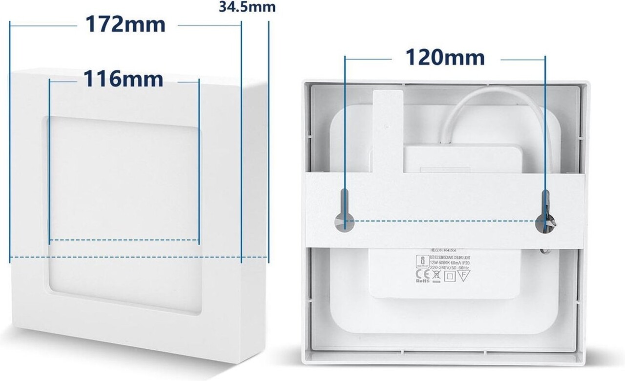 Aigostar Op=Op LED Plafonnière Vierkant - 12W - 4000K Aigostar Op=Op LED Plafonnière Vierkant - 12W - 4000K