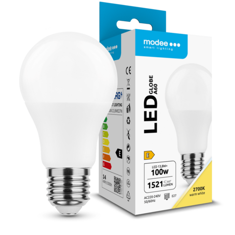 Modee LED Lamp - E27 A60 - 13,8W 1521lm - 2700K - PVC Modee LED Lamp - E27 A60 - 13,8W 1521lm - 2700K - PVC