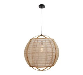 Freelight Op=Op Maglia Hanglamp - Ø58cm - Bruin Hout met Linnen - E27 Freelight Op=Op Maglia Hanglamp - Ø58cm - Bruin Hout met Linnen - E27
