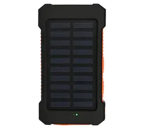 LCB Op=Op Solar Powerbank - 5000mAh - 2x USB-A - LED Zaklamp 3 Standen - Zwart - Inclusief Oplaadkabel