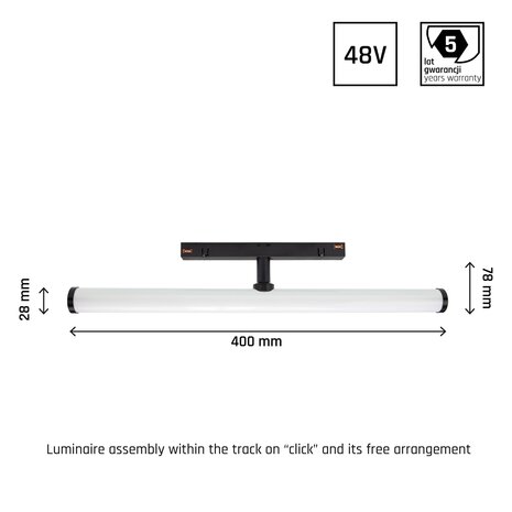 Spectrum OP=OP SPECTRUM SYSTEM SHIFT BEAM 48V Railspot 12W Zwart Spectrum OP=OP SPECTRUM SYSTEM SHIFT BEAM 48V Railspot 12W Zwart