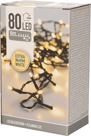 OP=OP Kerstverlichting 80 LED – 6 meter extra warm wit OP=OP Kerstverlichting 80 LED – 6 meter extra warm wit
