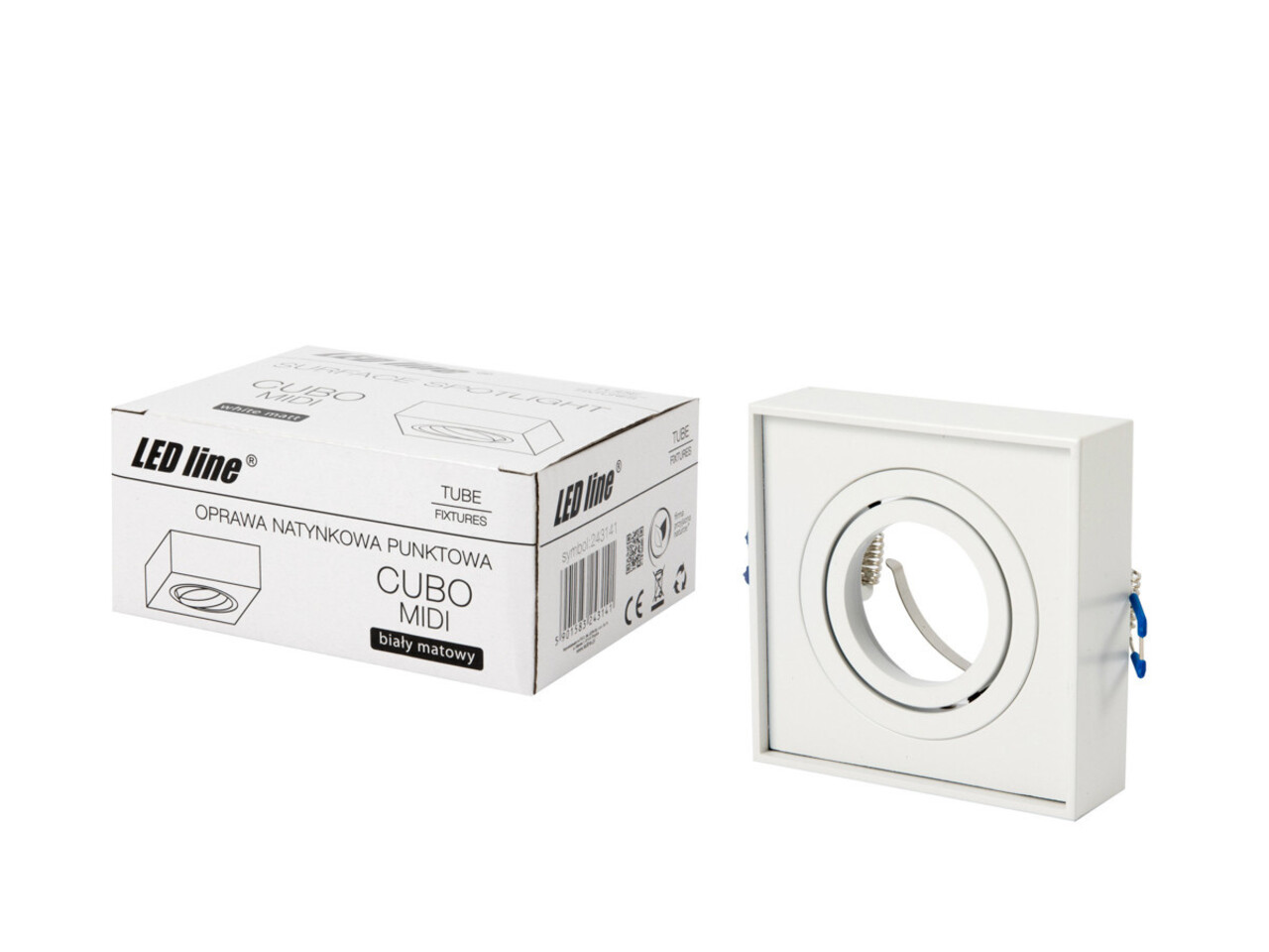 LED Line OP=OP GU10 Inbouwspot Hoog - Vierkant - Kantelbaar - Mat Wit - MR16 Fitting - 85 mm LED Line OP=OP GU10 Inbouwspot Hoog - Vierkant - Kantelbaar - Mat Wit - MR16 Fitting - 85 mm