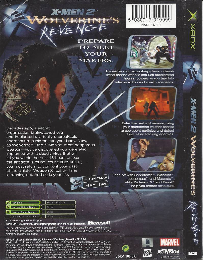 x2 wolverine's revenge xbox