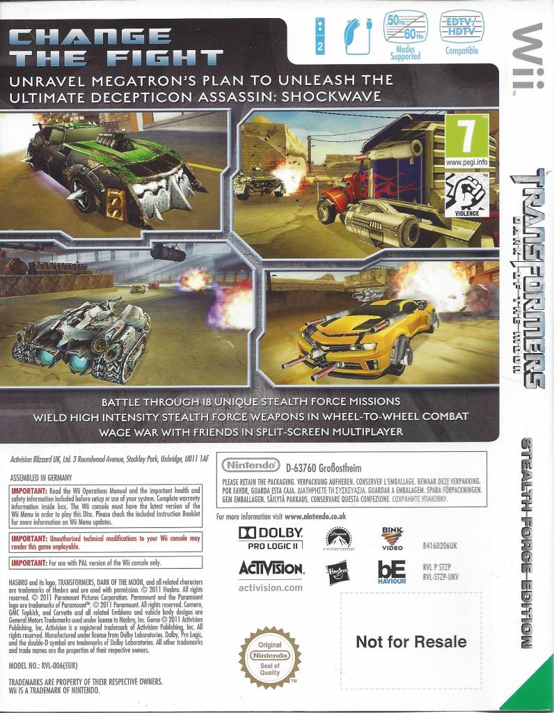 transformers dark of the moon stealth force edition wii
