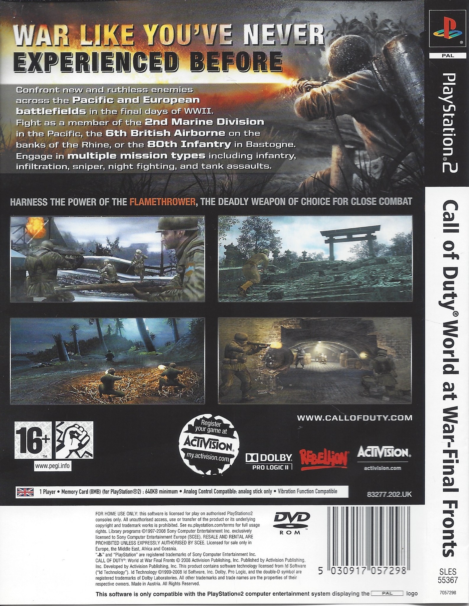 Call Of Duty World At War Final Fronts Weapons Call Of Duty World At War Final Fronts For Playstation 2 Ps2 Passion For Games Webshop Passion For Games