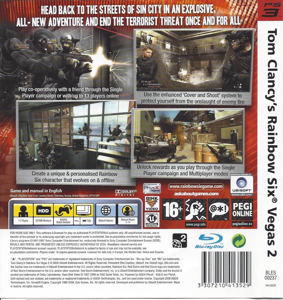 Rainbow Six Vegas 2 For Playstation 3 Ps3 Passion For Games