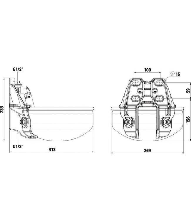 Edelstahl-Tränkebecken mit Rohrventil E21
