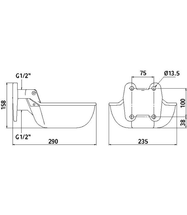 Guss-Tränkebecken N20 für Weidefassanbau