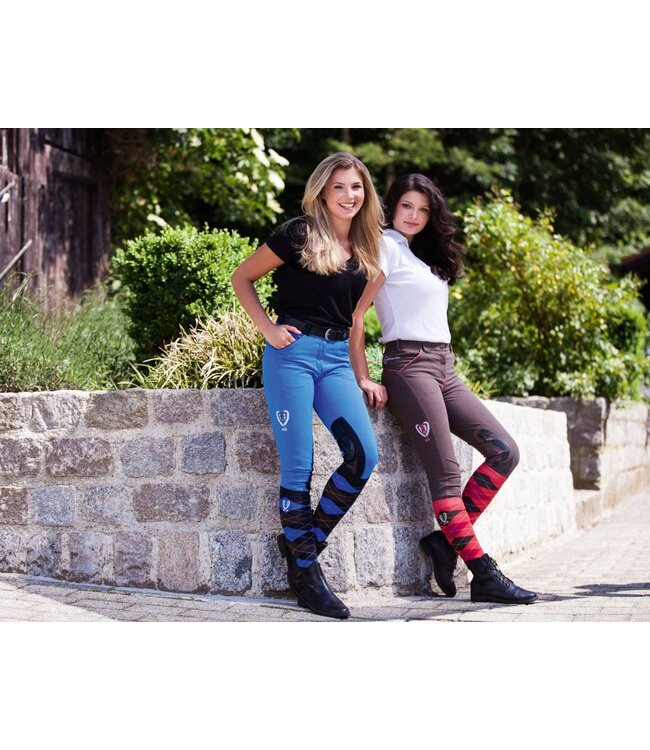 Covall.Reitstrümpfe Brescia terra kariert, Gr. 34-36