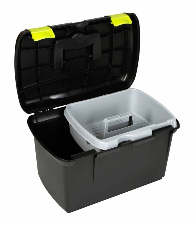 Aufbewahrungsbox schw./pista. mit herausnehmbaren Einsatz