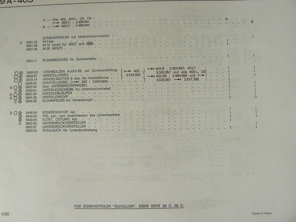SEV Marchal 5927-04 Contactpunten SEV voor 203 en 403