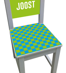 Kinderstoel blauw/groen geblokt