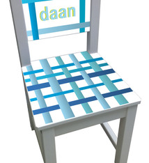 Kinderstoel blauwe strepen