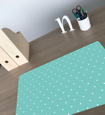 Bureaulegger turquoise met witte stippen