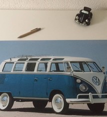 Bureau onderlegger RETRO VW bus blauw