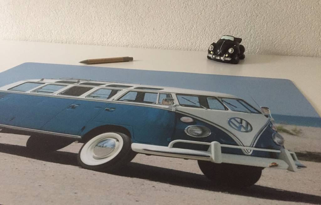 Bureau onderlegger RETRO VW bus blauw