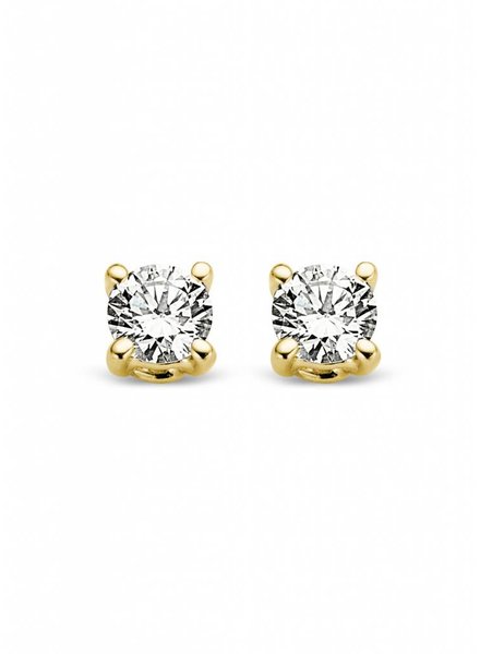 Solitair oorstekers - 0,16 ct. - Geelgoud