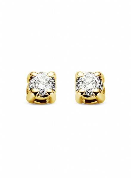 Solitair oorstekers - 0,04 ct. - Geelgoud