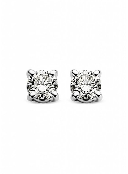 Solitair oorstekers - 0,12 ct. - Witgoud