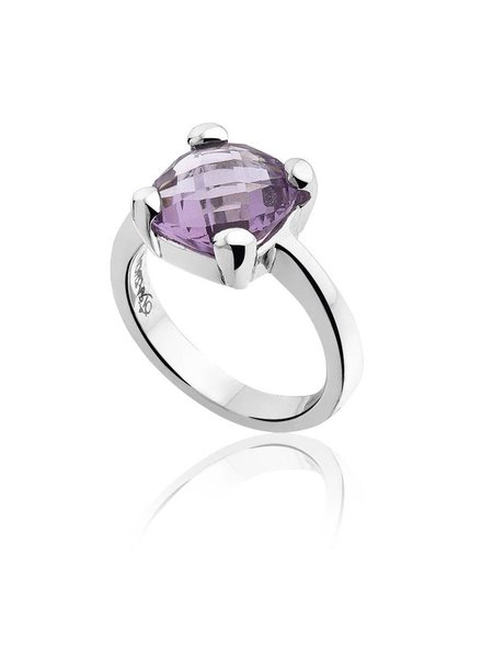 Zilveren ring met paarse Amethist steen