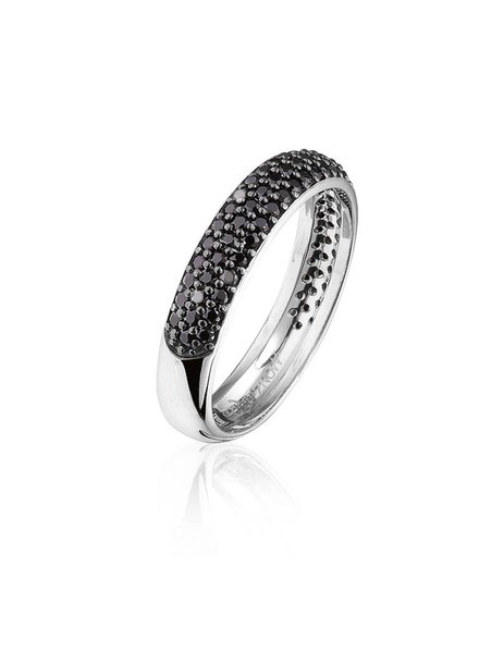 Zilveren ring met zwarte Swarovski bergkristallen