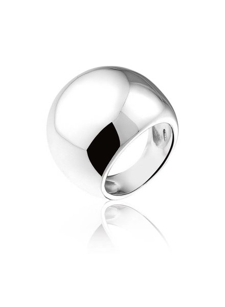 Zilveren ring in bolvorm
