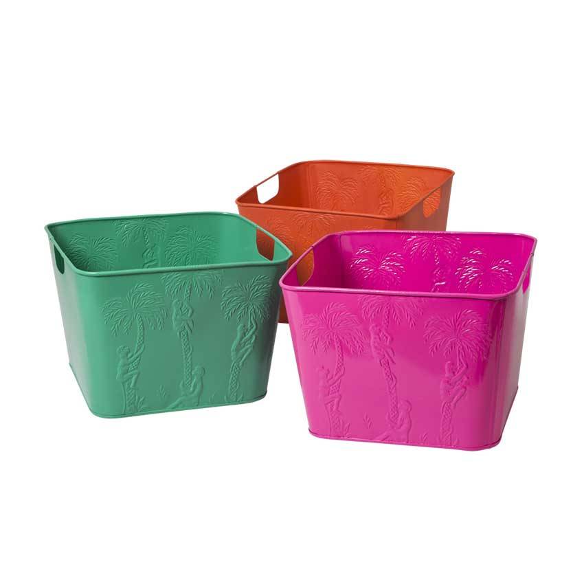 Rice Opbergmanden in metaal met print van apen