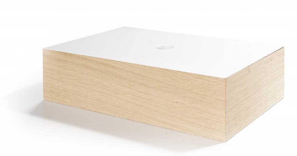 The Oak Men Opbergbox in eik met wit deksel groot